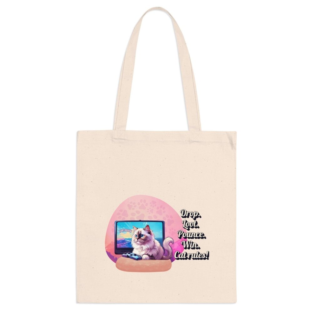 Gamer Cat Tote Bag – “FortMeow” Battle Bag – Funny Gift for Gamers & Cat Moms - Love From Snowy Shop