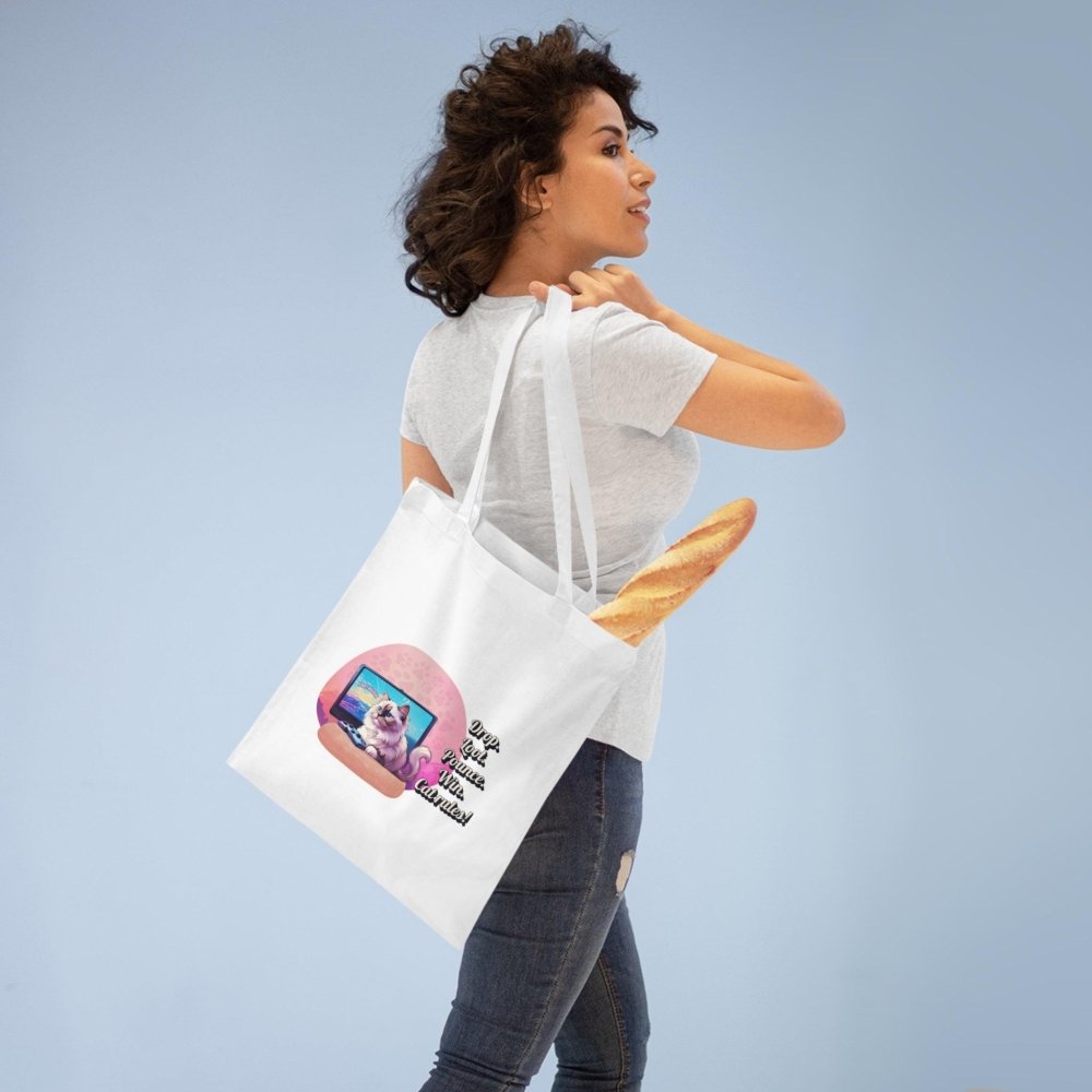 Gamer Cat Tote Bag – “FortMeow” Battle Bag – Funny Gift for Gamers & Cat Moms - Love From Snowy Shop