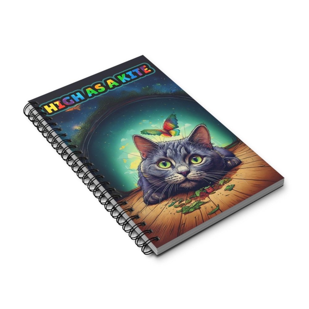High as a Kite Cat Journal - Funny Spiral Notebook for Notes - Love From Snowy Shop