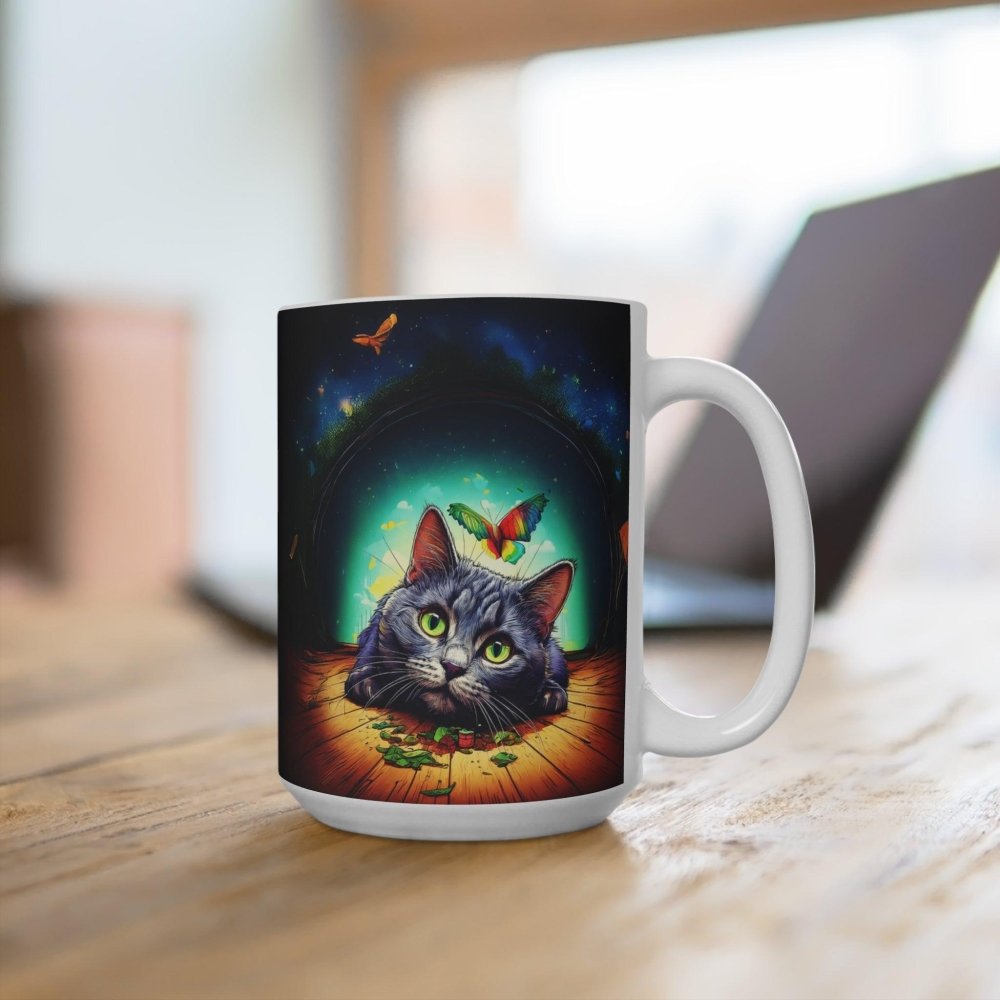 High as a Kite Cat Mug - Funny Coffee Cup for Catnip Fans - Love From Snowy Shop