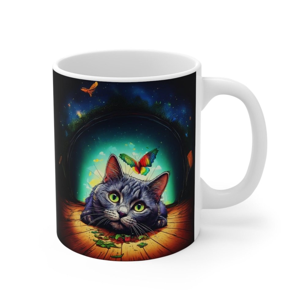 High as a Kite Cat Mug - Funny Coffee Cup for Catnip Fans - Love From Snowy Shop