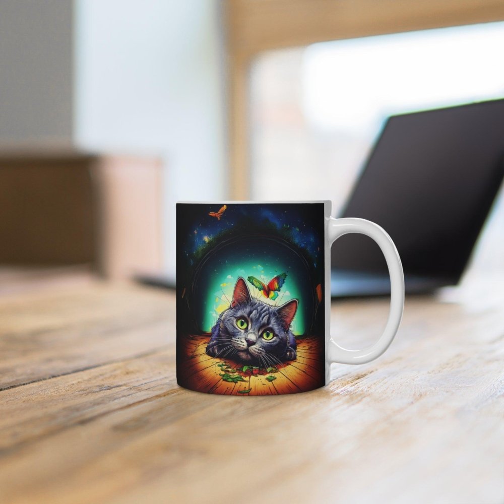 High as a Kite Cat Mug - Funny Coffee Cup for Catnip Fans - Love From Snowy Shop
