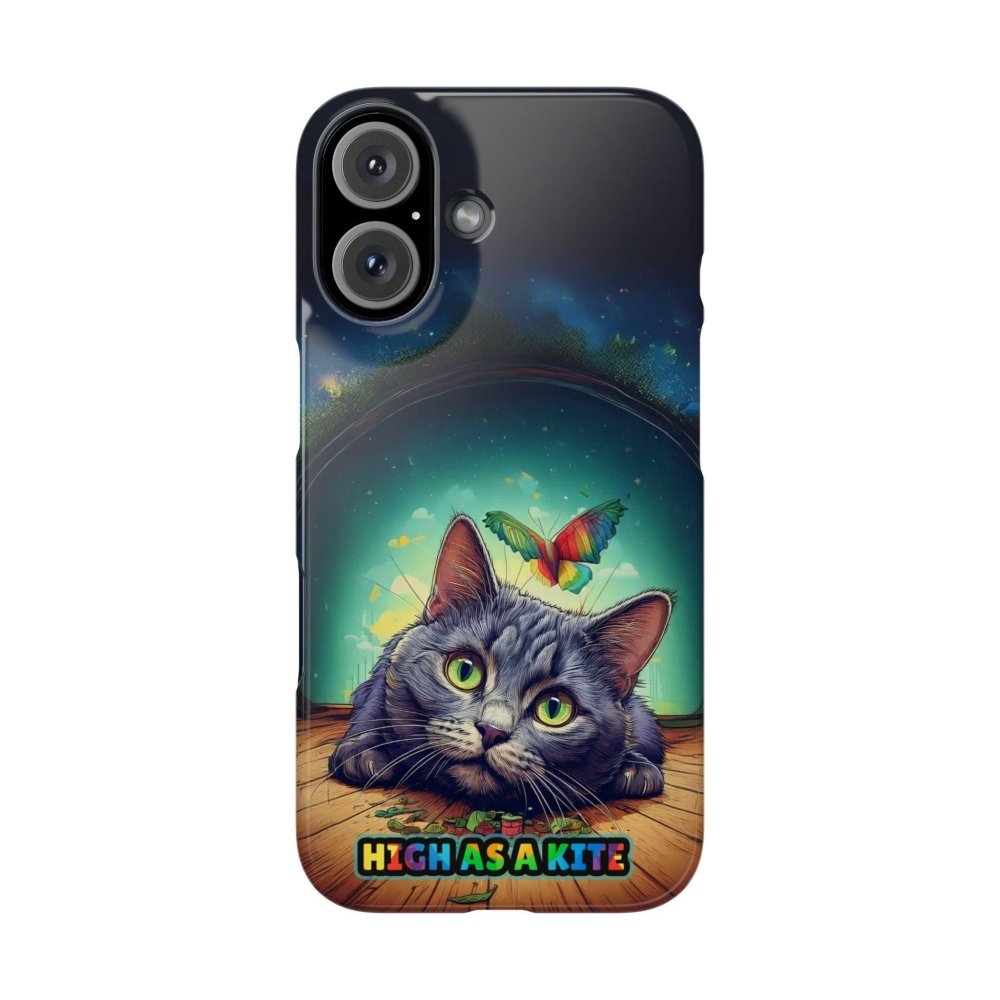 High as a Kite Cat Phone Case - Funny Snap Case for Cat Lovers - Love From Snowy Shop