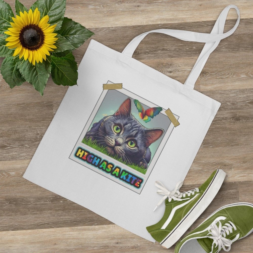 High as a Kite Cat Tote Bag - Funny Eco Bag for Cat Lovers - Love From Snowy Shop