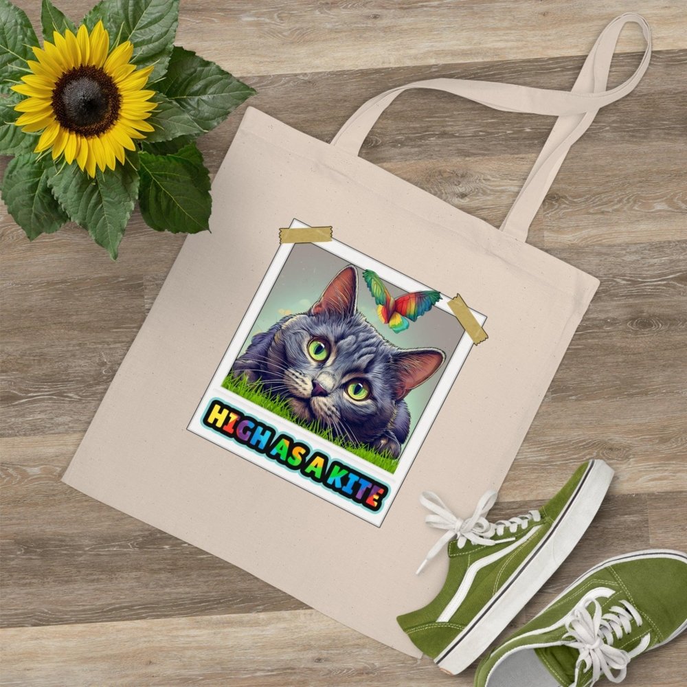 High as a Kite Cat Tote Bag - Funny Eco Bag for Cat Lovers - Love From Snowy Shop