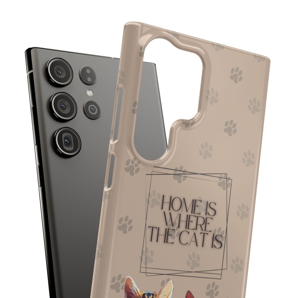 Home Is Where the Cat Phone Case – Cute Feline Lover Cover – Cat Mom Gift - Love From Snowy Shop