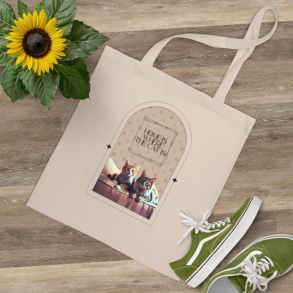 Home Is Where the Cat Tote Bag – Reusable Funny Cat Lover Bag – Pet Parent Gift - Love From Snowy Shop