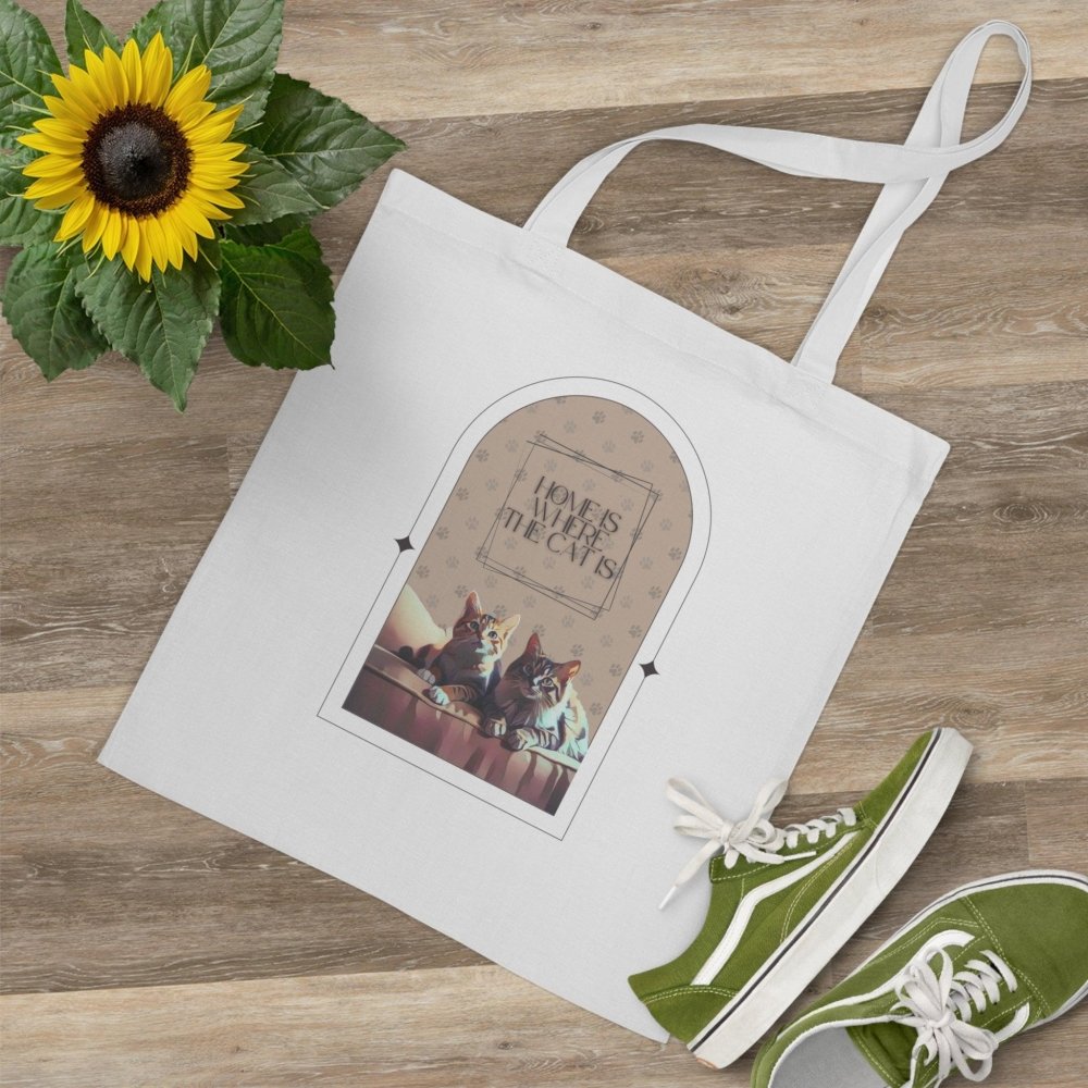 Home Is Where the Cat Tote Bag – Reusable Funny Cat Lover Bag – Pet Parent Gift - Love From Snowy Shop