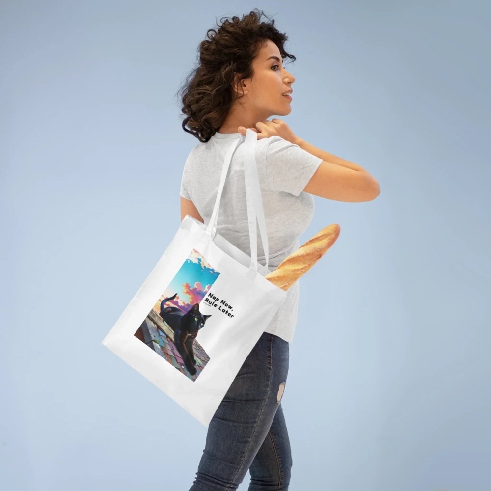 Nap Now, Rule Later Tote Bag - Funny Cat Quote Shopper - Love From Snowy Shop