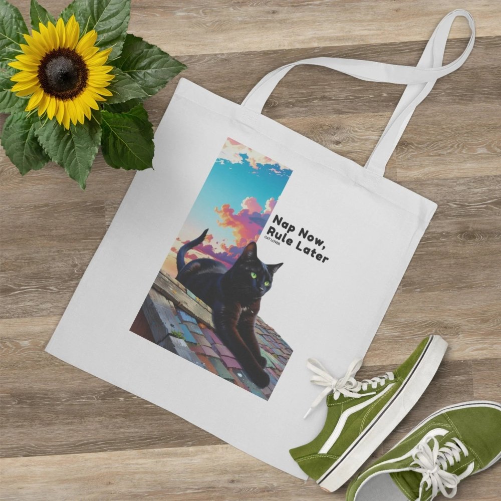 Nap Now, Rule Later Tote Bag - Funny Cat Quote Shopper - Love From Snowy Shop