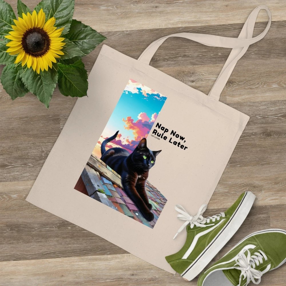 Nap Now, Rule Later Tote Bag - Funny Cat Quote Shopper - Love From Snowy Shop