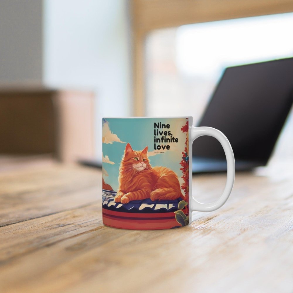 Nine Lives Infinite Love Cat Mug - Sentimental Cat Lover Coffee Cup - Feline Forever Gift - Love From Snowy Shop