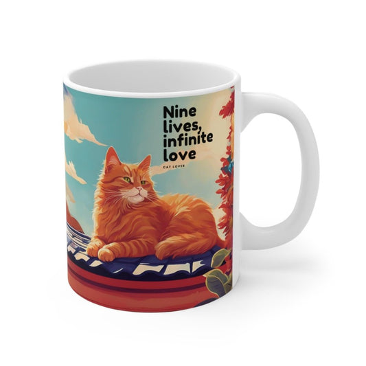 Nine Lives Infinite Love Cat Mug - Sentimental Cat Lover Coffee Cup - Feline Forever Gift - Love From Snowy Shop