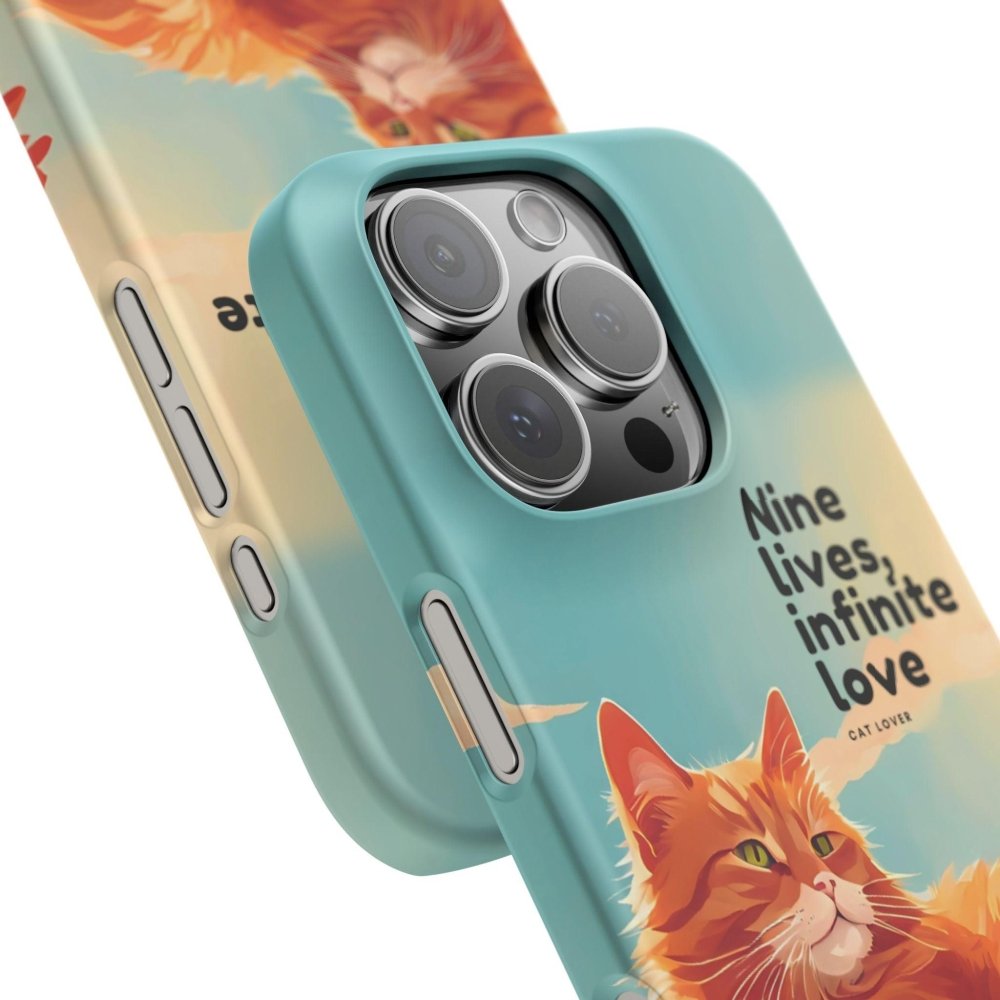 Nine Lives Infinite Love Cat Phone Case - Cute Cat Lover Cover - Protective Feline Accessory - Love From Snowy Shop