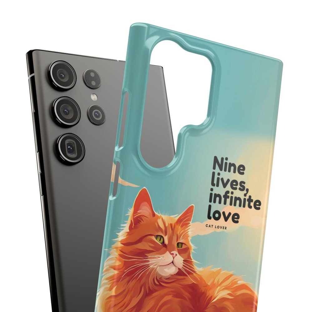 Nine Lives Infinite Love Cat Phone Case - Cute Cat Lover Cover - Protective Feline Accessory - Love From Snowy Shop