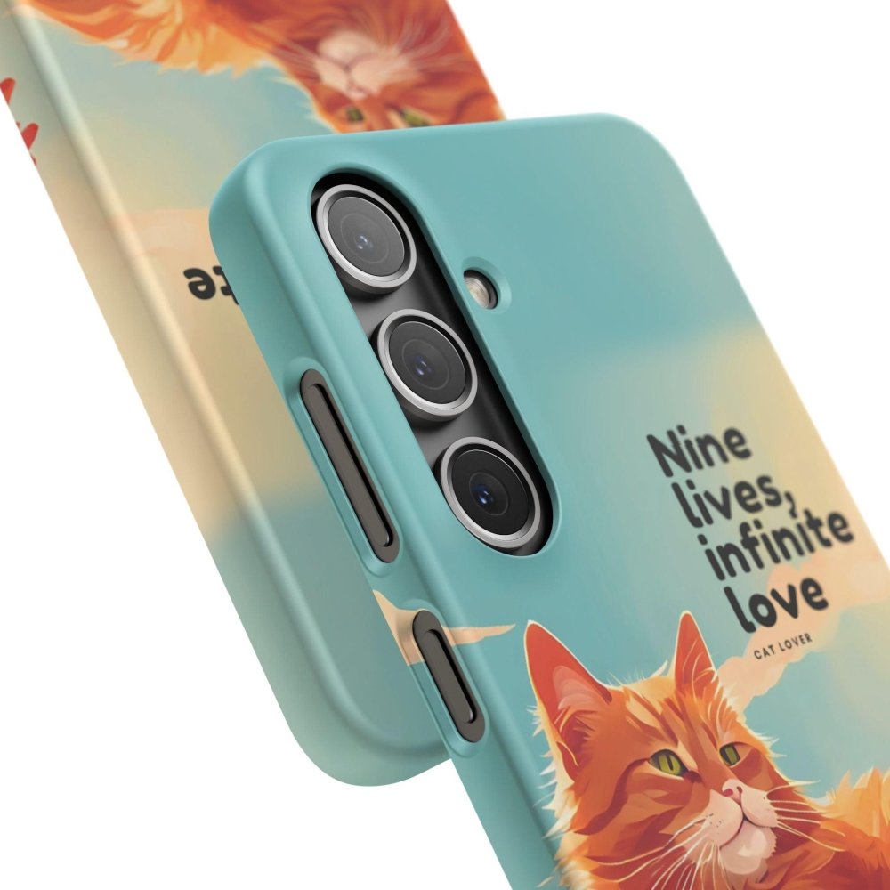 Nine Lives Infinite Love Cat Phone Case - Cute Cat Lover Cover - Protective Feline Accessory - Love From Snowy Shop