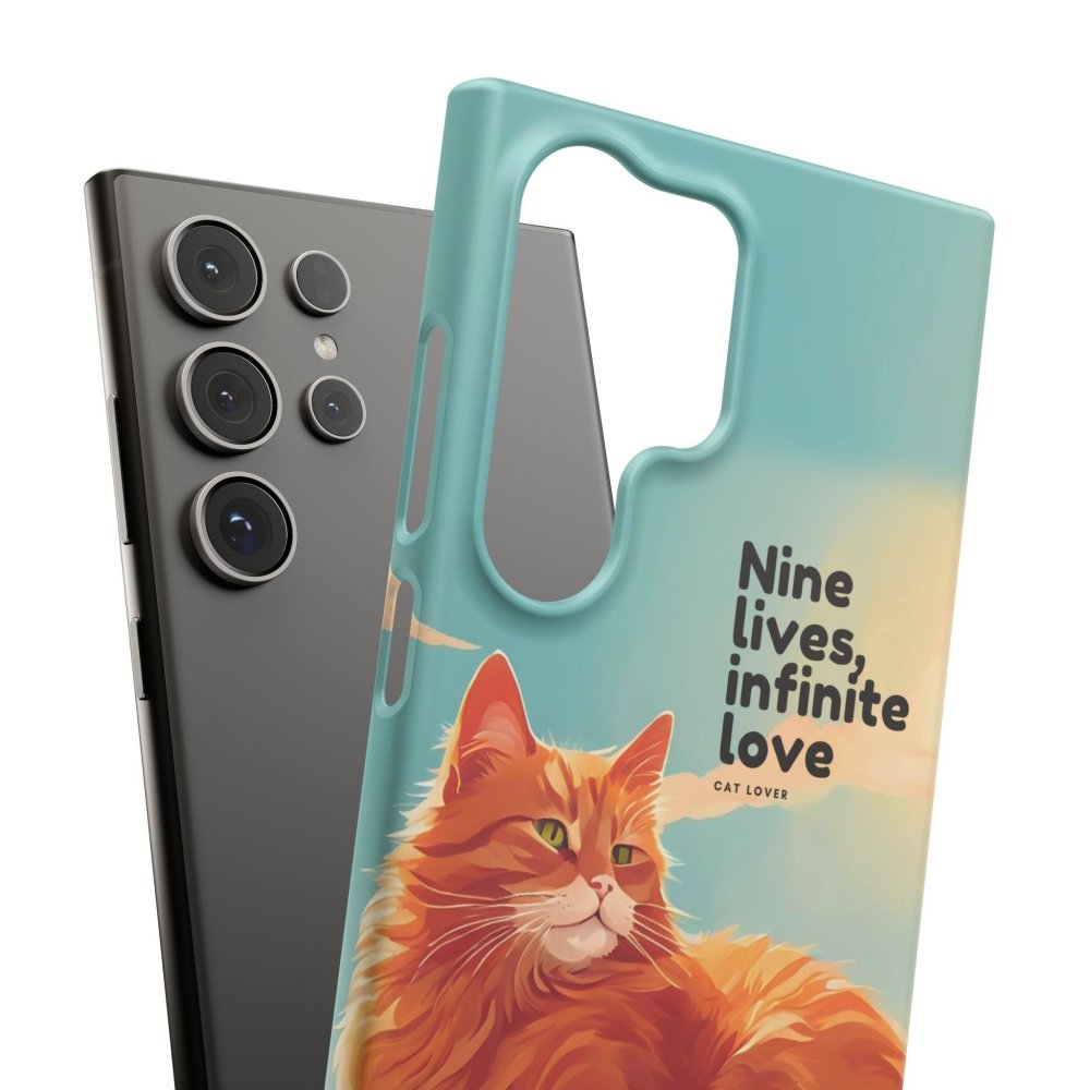 Nine Lives Infinite Love Cat Phone Case - Cute Cat Lover Cover - Protective Feline Accessory - Love From Snowy Shop