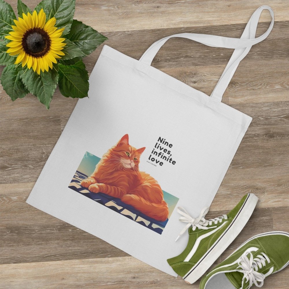 Nine Lives Infinite Love Cat Tote Bag - Reusable Cat Lover Bag - Sentimental Gift Idea - Love From Snowy Shop