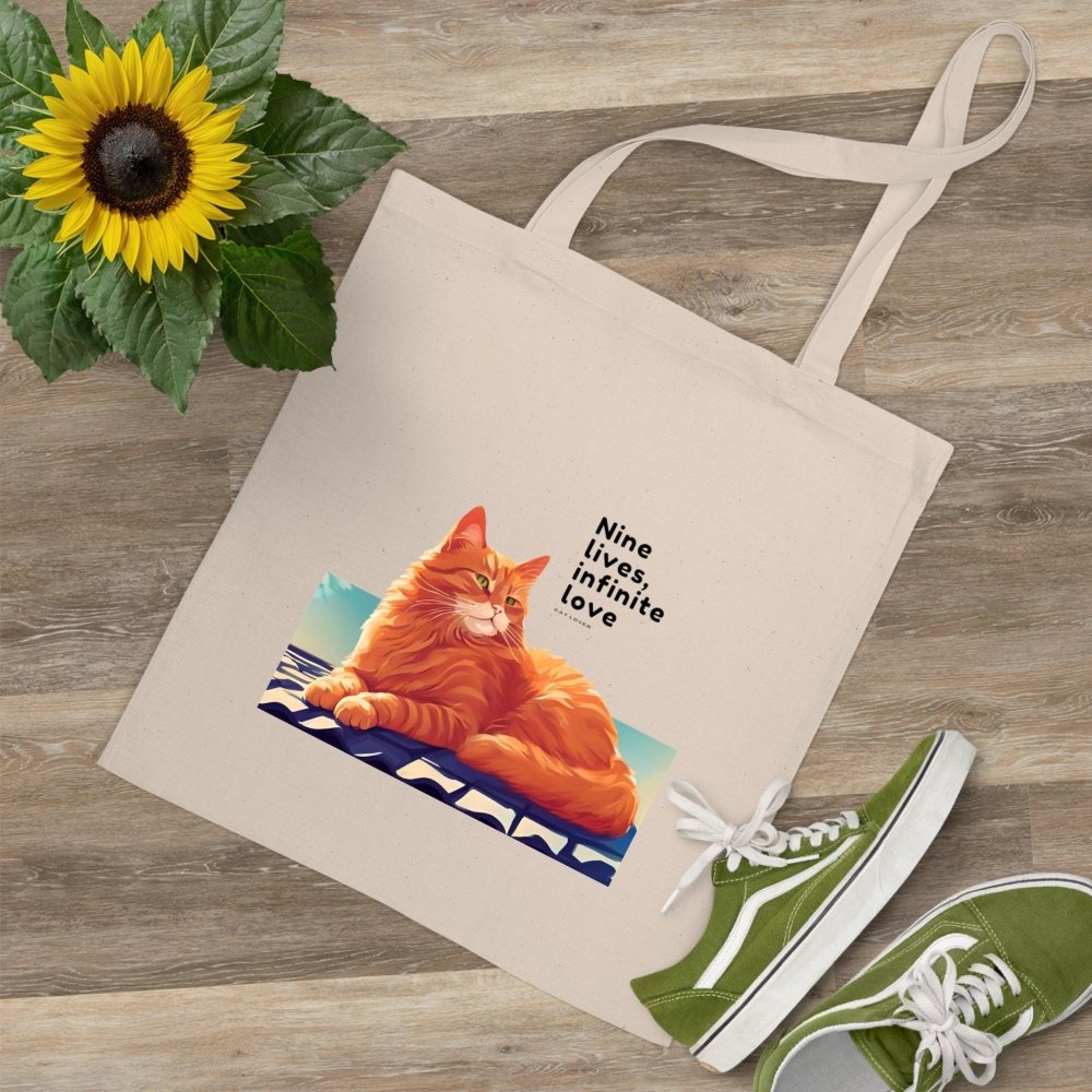 Nine Lives Infinite Love Cat Tote Bag - Reusable Cat Lover Bag - Sentimental Gift Idea - Love From Snowy Shop