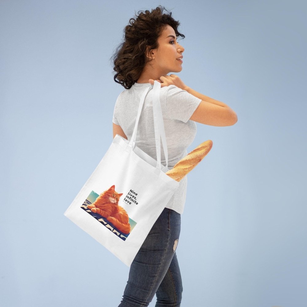 Nine Lives Infinite Love Cat Tote Bag - Reusable Cat Lover Bag - Sentimental Gift Idea - Love From Snowy Shop