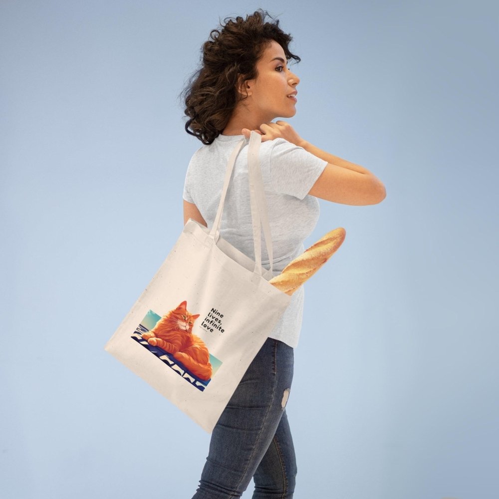 Nine Lives Infinite Love Cat Tote Bag - Reusable Cat Lover Bag - Sentimental Gift Idea - Love From Snowy Shop