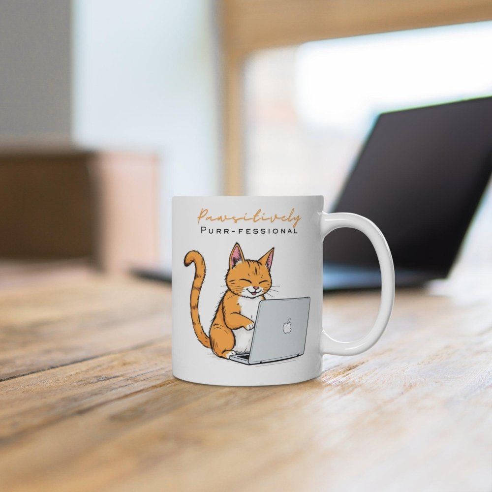 Pawsitively Purr fessional Cat Mug - Funny Office Coffee Cup - Love From Snowy Shop