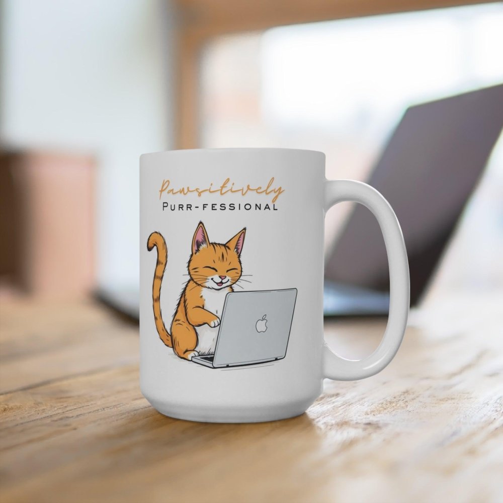 Pawsitively Purr fessional Cat Mug - Funny Office Coffee Cup - Love From Snowy Shop