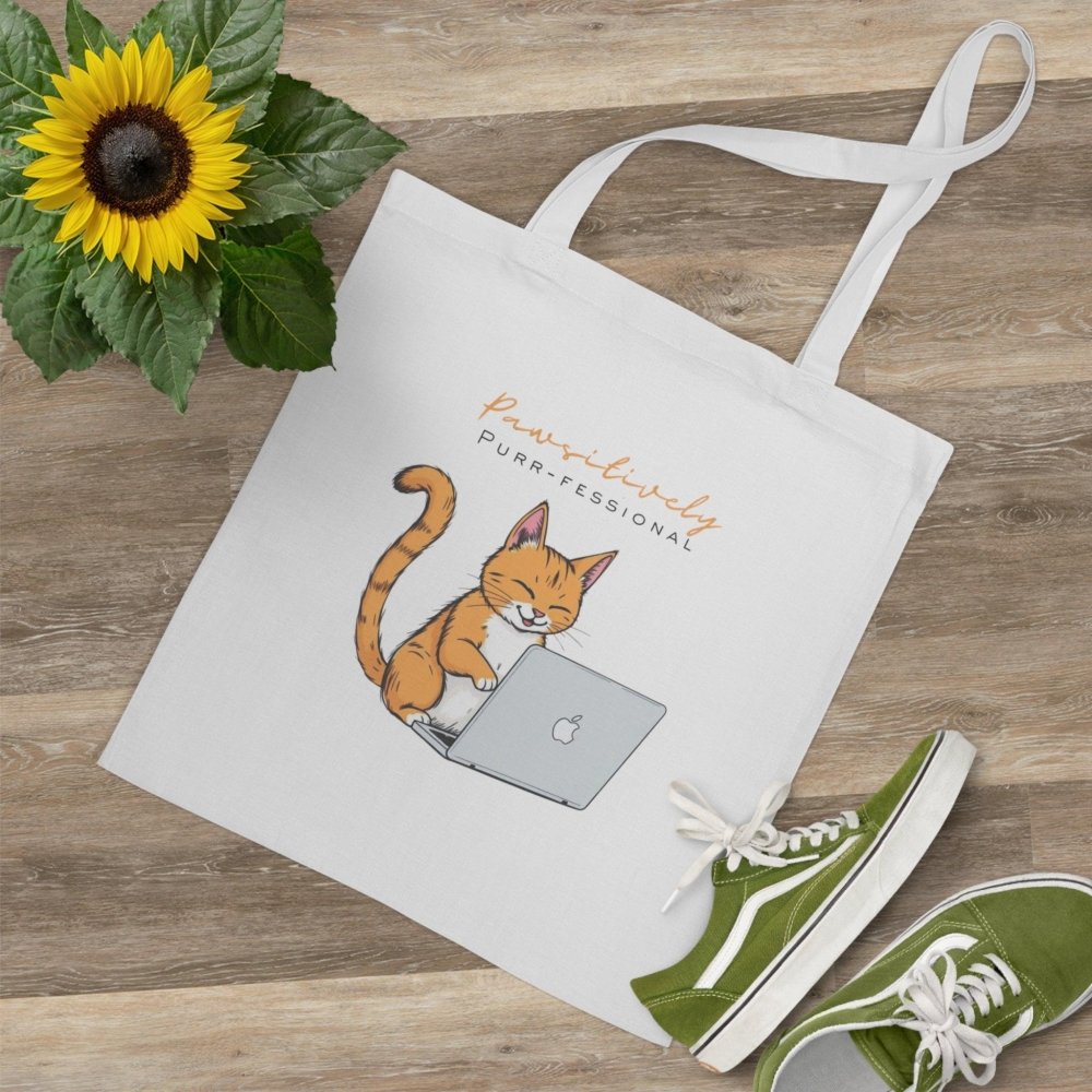 Pawsitively Purr fessional Cat Tote Bag - Work and Errands Ready - Love From Snowy Shop