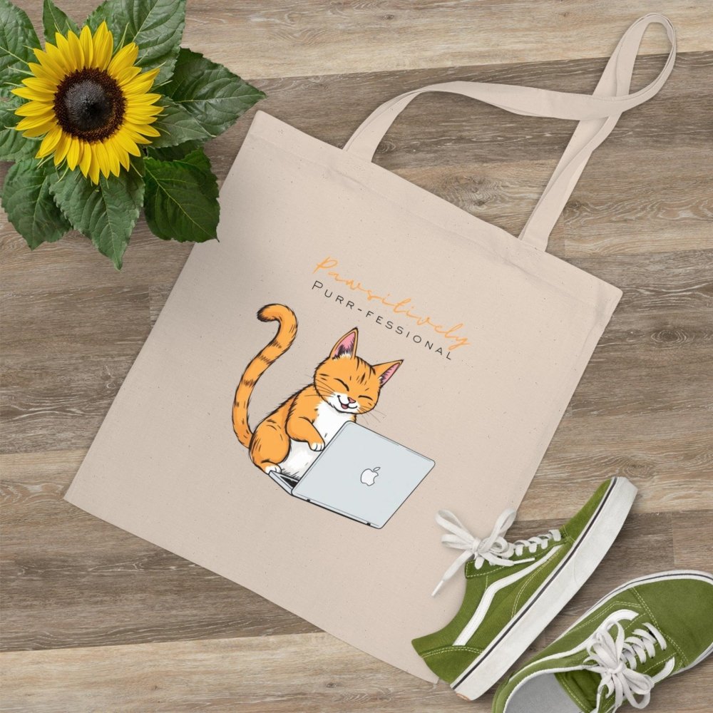 Pawsitively Purr fessional Cat Tote Bag - Work and Errands Ready - Love From Snowy Shop