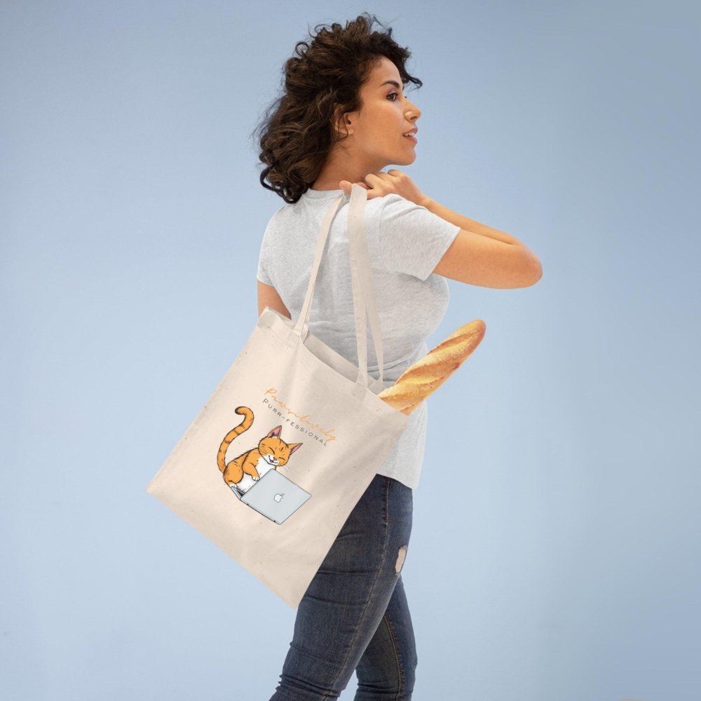 Pawsitively Purr fessional Cat Tote Bag - Work and Errands Ready - Love From Snowy Shop
