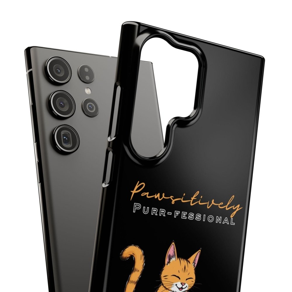 Pawsitively Purr fessional Phone Case - Funny Cat Snap Cover - Love From Snowy Shop
