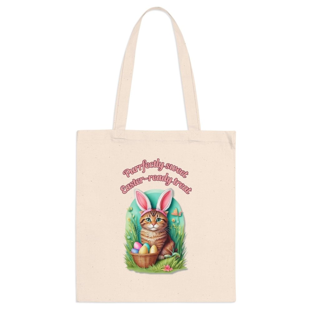 Purrfectly Sweet Easter Cat Tote Bag - Bunny Cat Canvas Bag - Cute Spring Gift for Cat Lovers - Love From Snowy Shop