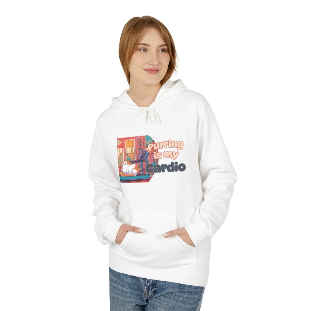 Purring Is My Cardio Hoodie - Funny Cat Lover Fleece Pullover - Love From Snowy Shop