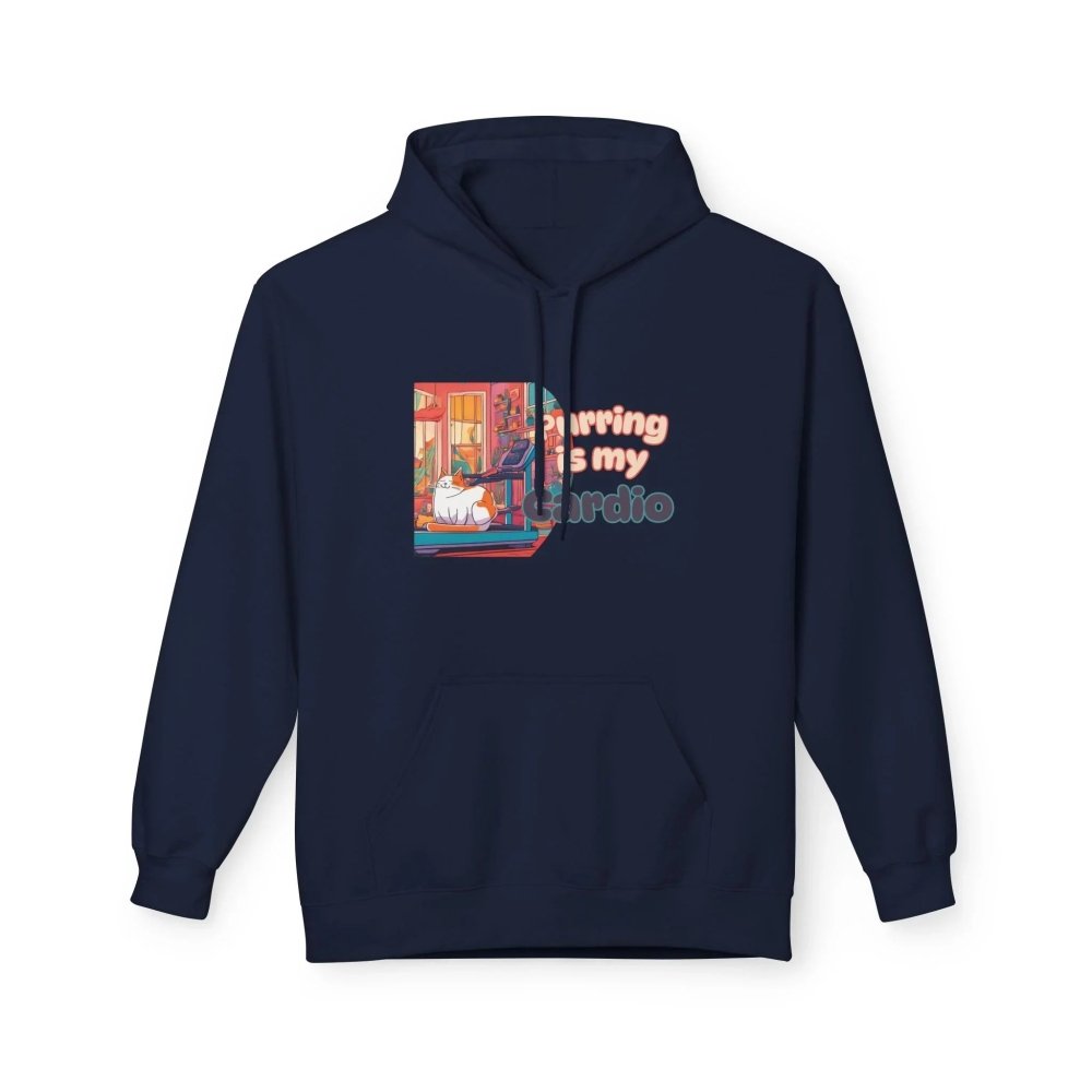 Purring Is My Cardio Hoodie - Funny Cat Lover Fleece Pullover - Love From Snowy Shop