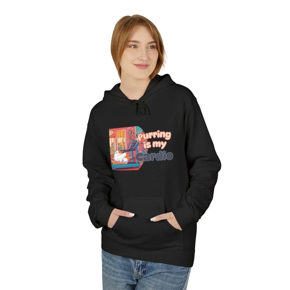 Purring Is My Cardio Hoodie - Funny Cat Lover Fleece Pullover - Love From Snowy Shop