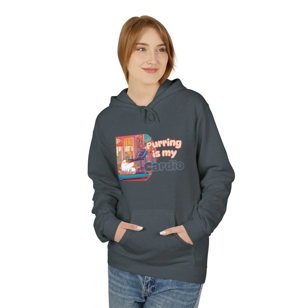 Purring Is My Cardio Hoodie - Funny Cat Lover Fleece Pullover - Love From Snowy Shop