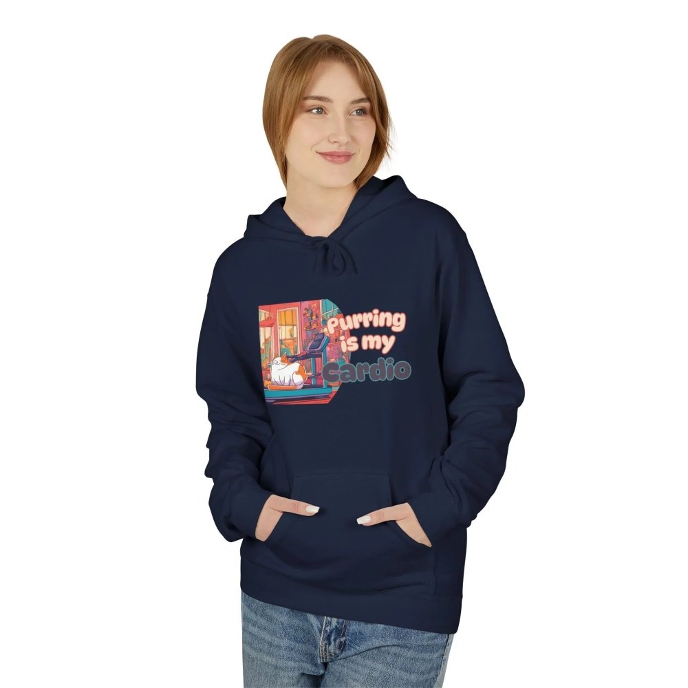 Purring Is My Cardio Hoodie - Funny Cat Lover Fleece Pullover - Love From Snowy Shop