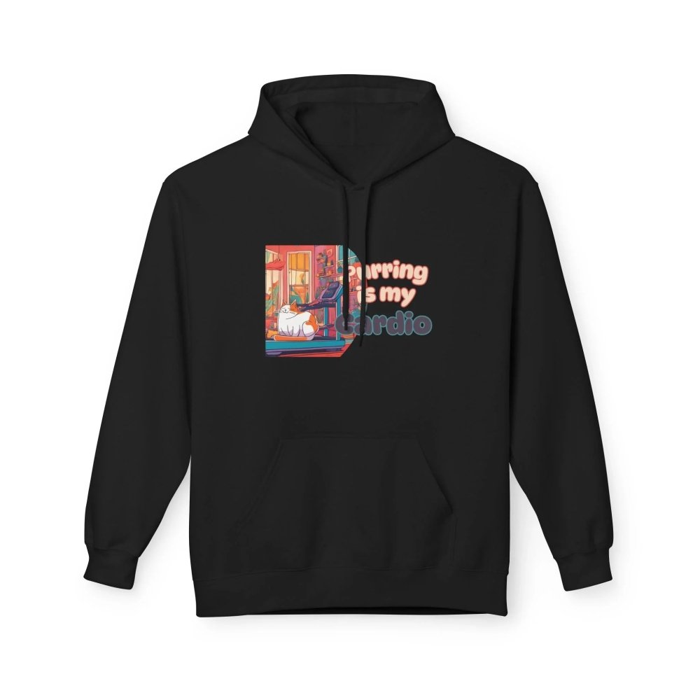 Purring Is My Cardio Hoodie - Funny Cat Lover Fleece Pullover - Love From Snowy Shop