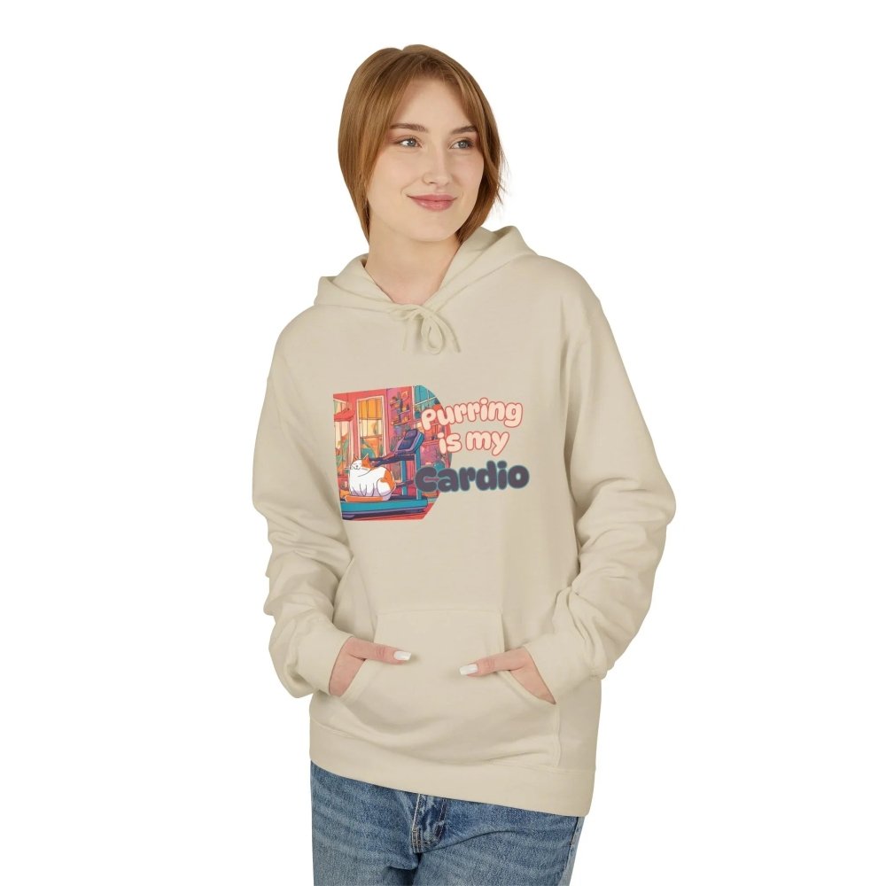 Purring Is My Cardio Hoodie - Funny Cat Lover Fleece Pullover - Love From Snowy Shop
