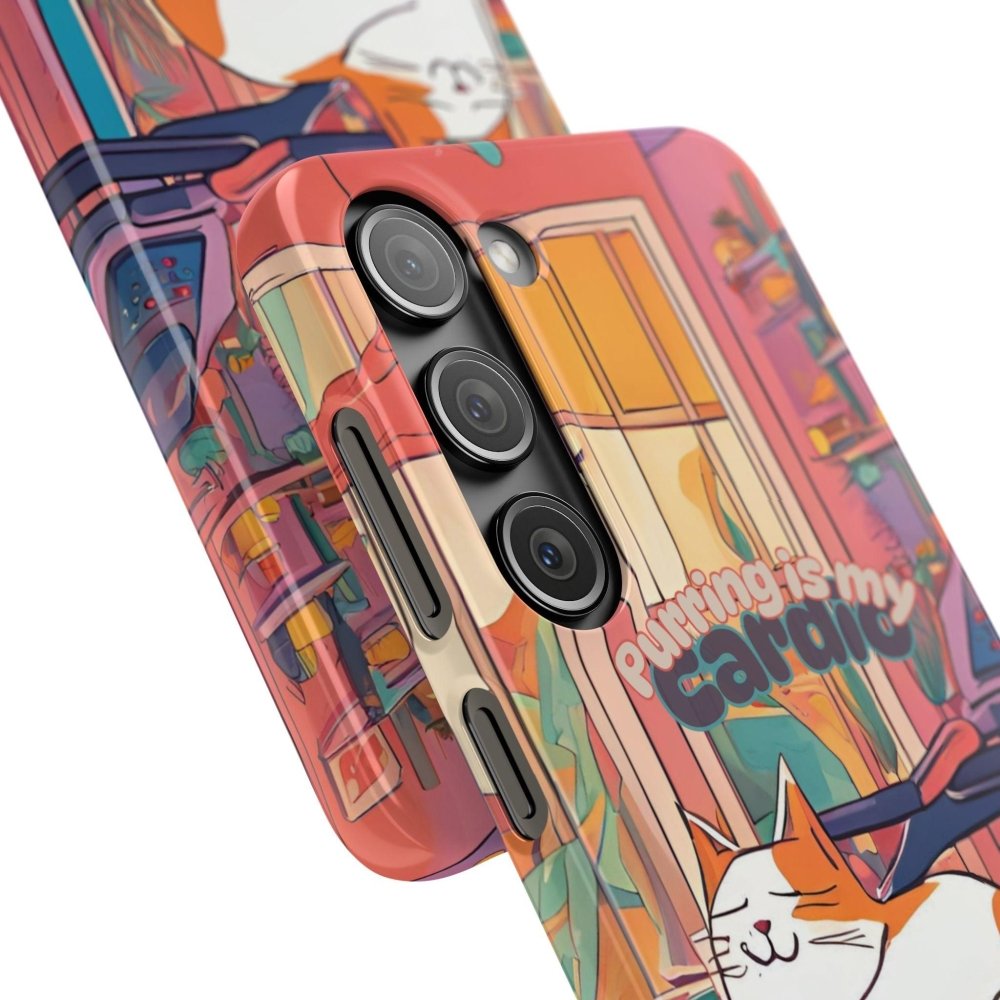 Purring Is My Cardio Phone Case – Funny Cat Snap Cover - Love From Snowy Shop