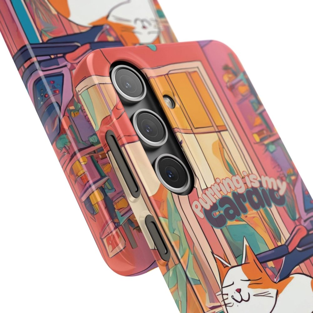 Purring Is My Cardio Phone Case – Funny Cat Snap Cover - Love From Snowy Shop