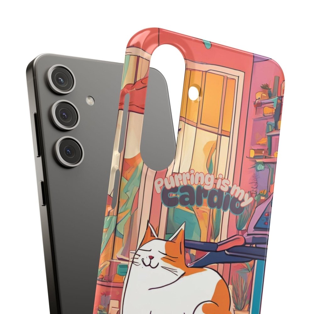 Purring Is My Cardio Phone Case – Funny Cat Snap Cover - Love From Snowy Shop