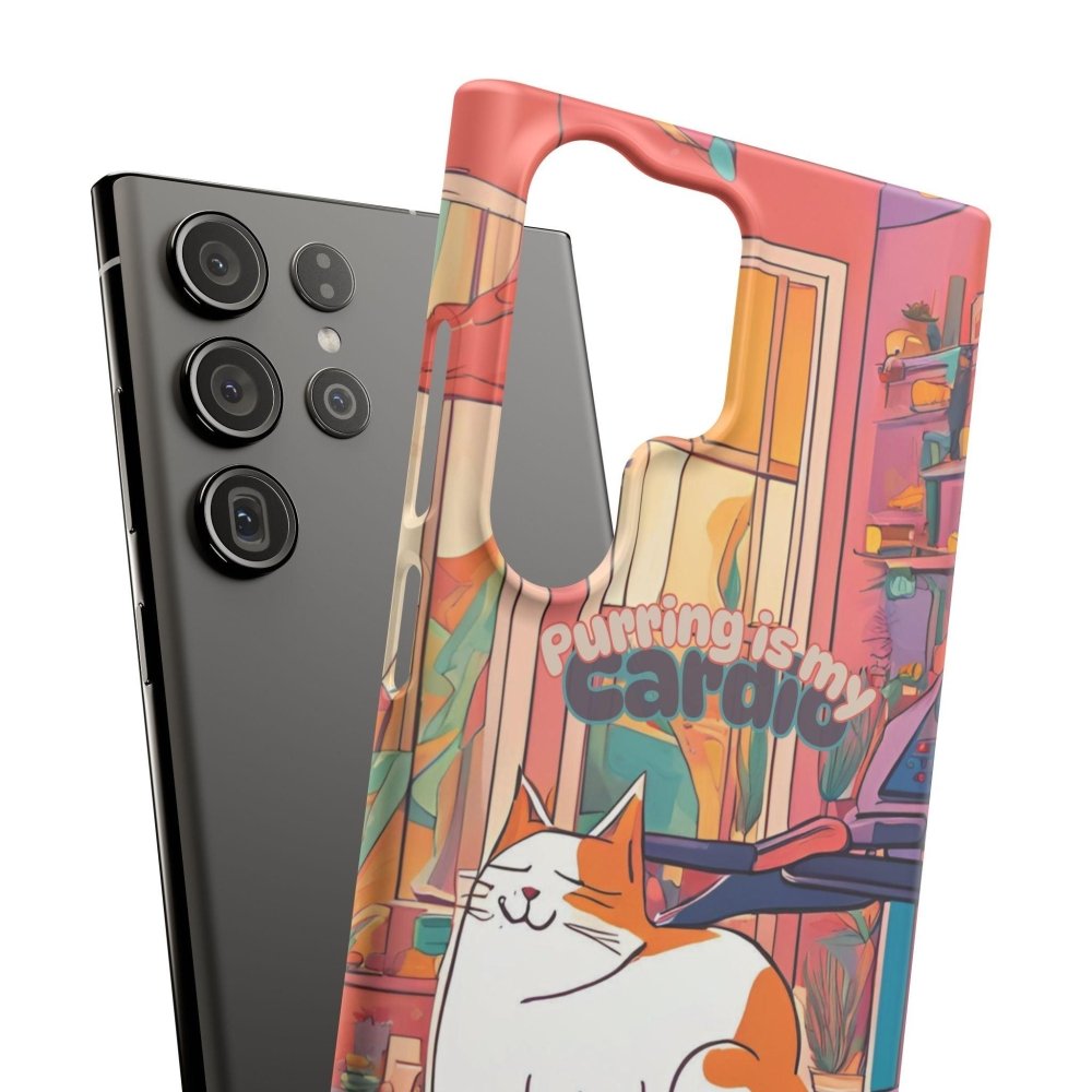 Purring Is My Cardio Phone Case – Funny Cat Snap Cover - Love From Snowy Shop