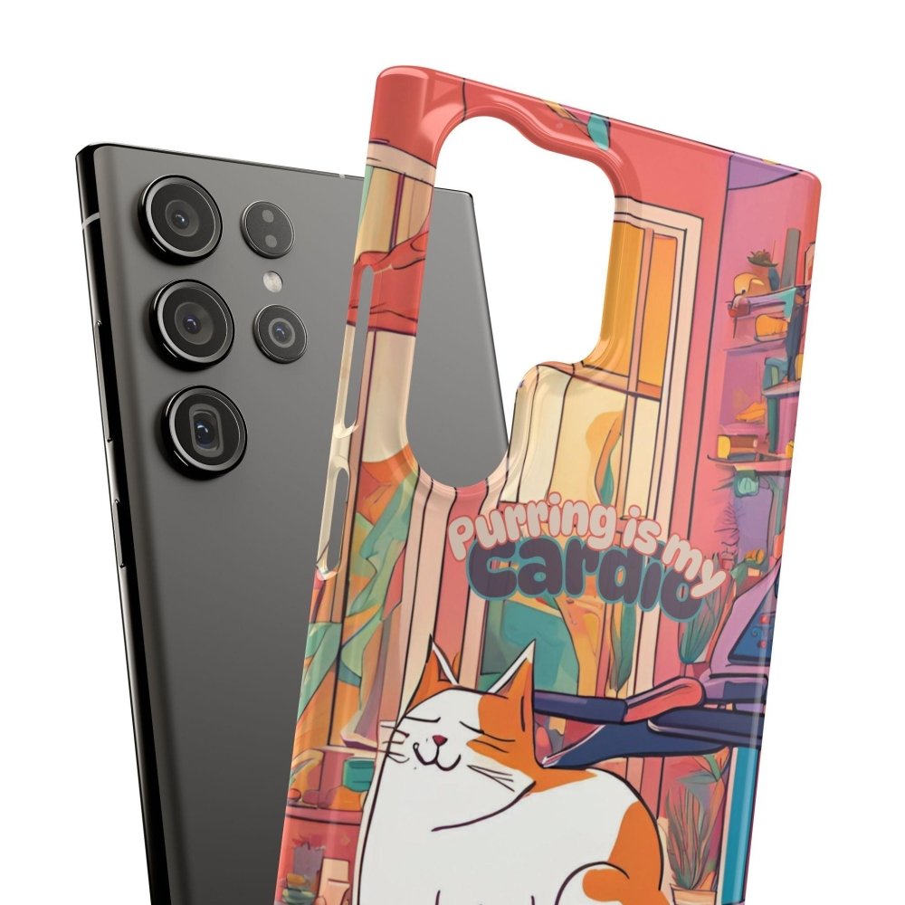 Purring Is My Cardio Phone Case – Funny Cat Snap Cover - Love From Snowy Shop