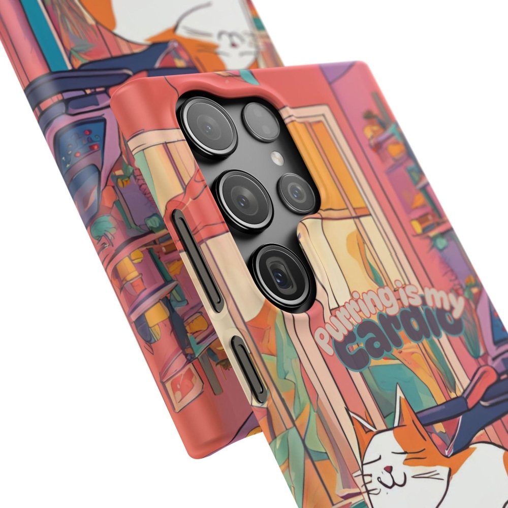 Purring Is My Cardio Phone Case – Funny Cat Snap Cover - Love From Snowy Shop