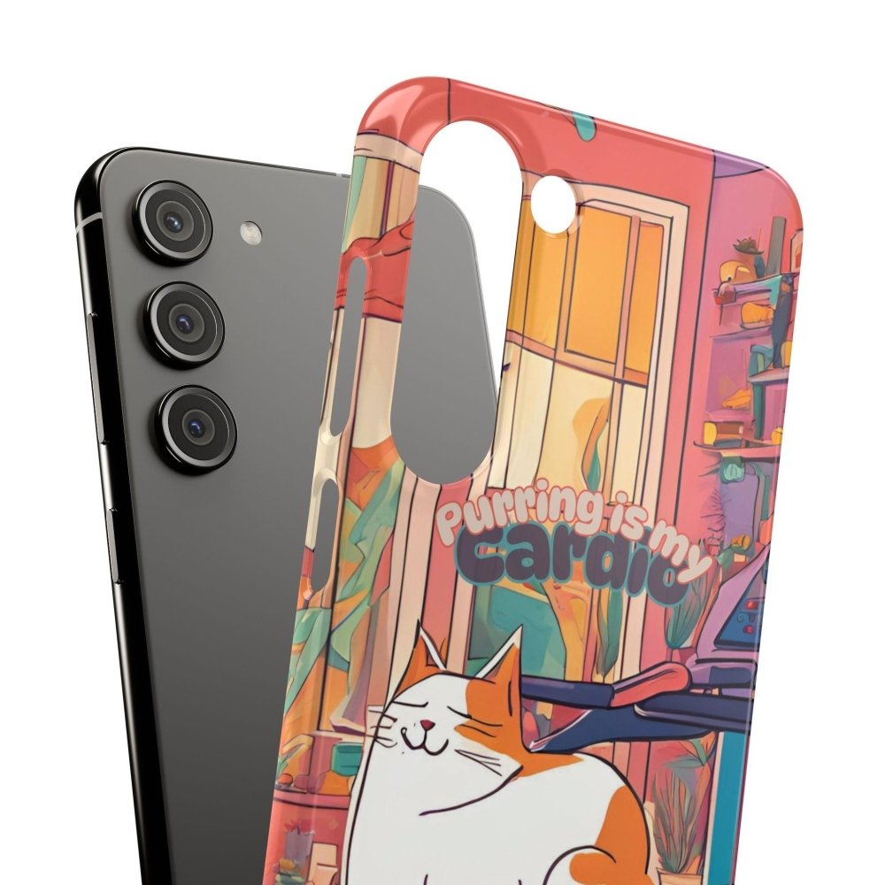 Purring Is My Cardio Phone Case – Funny Cat Snap Cover - Love From Snowy Shop