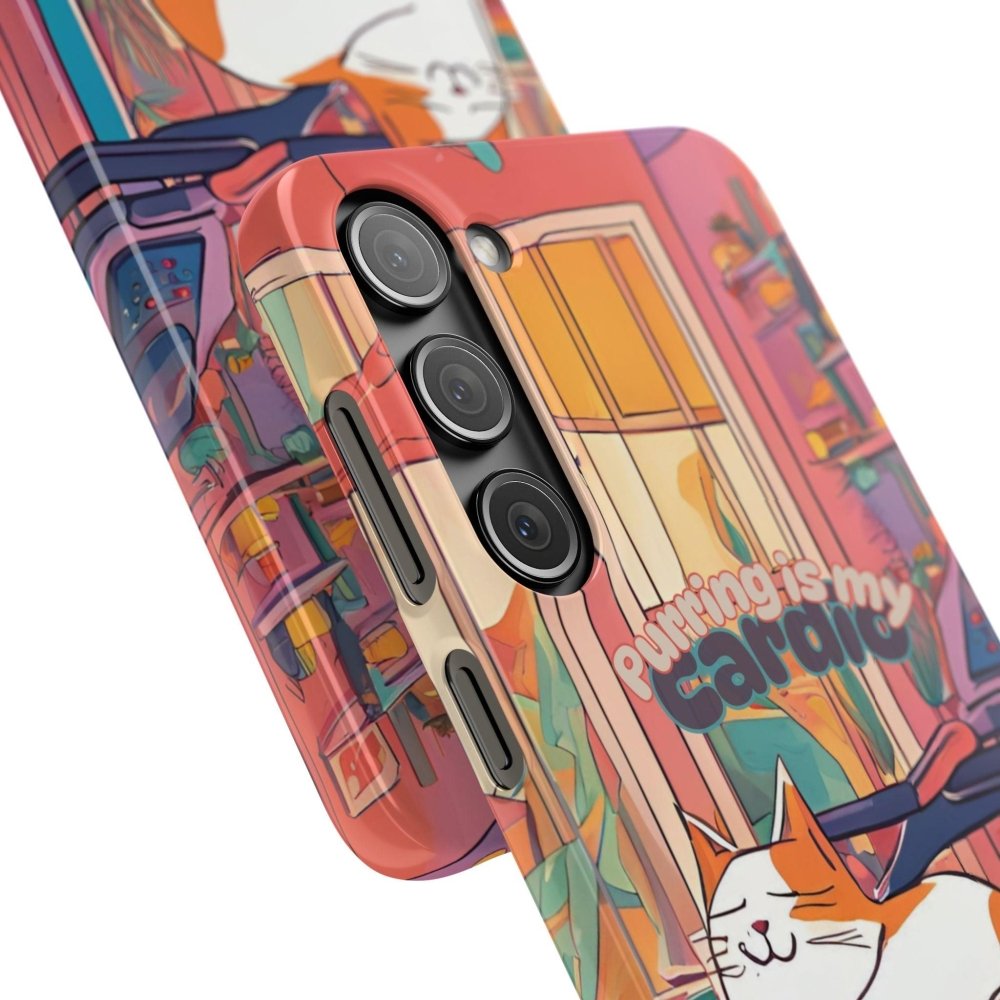 Purring Is My Cardio Phone Case – Funny Cat Snap Cover - Love From Snowy Shop