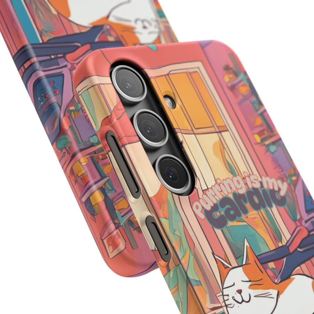 Purring Is My Cardio Phone Case – Funny Cat Snap Cover - Love From Snowy Shop
