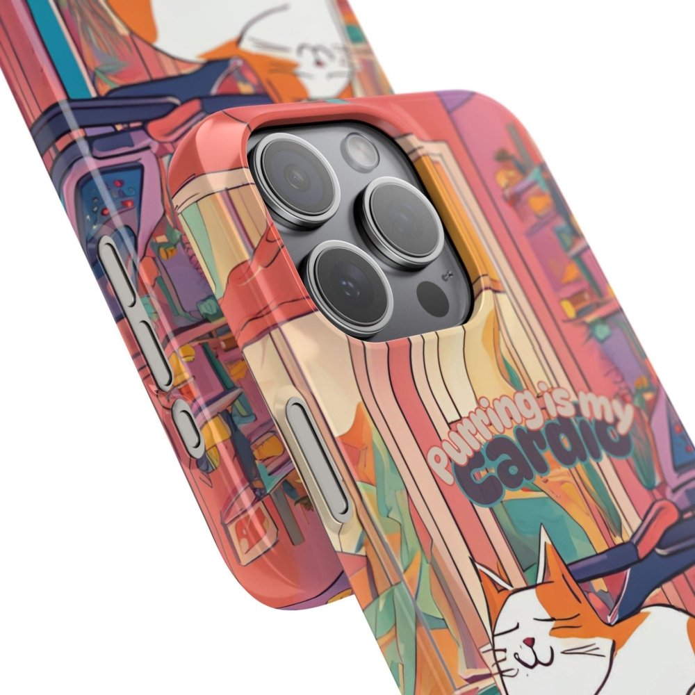 Purring Is My Cardio Phone Case – Funny Cat Snap Cover - Love From Snowy Shop