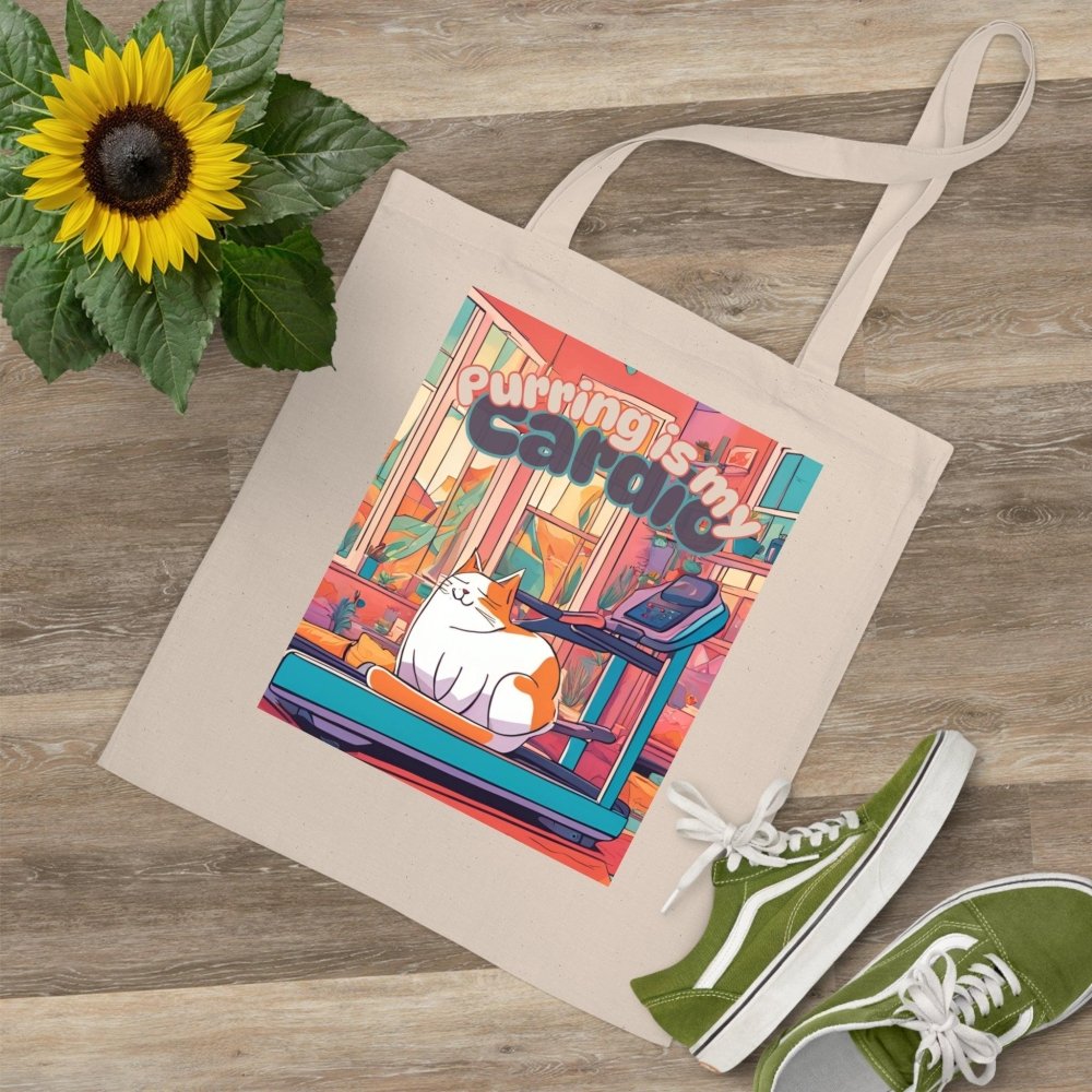 Purring Is My Cardio Tote Bag – Reusable Funny Cat Shopper - Love From Snowy Shop
